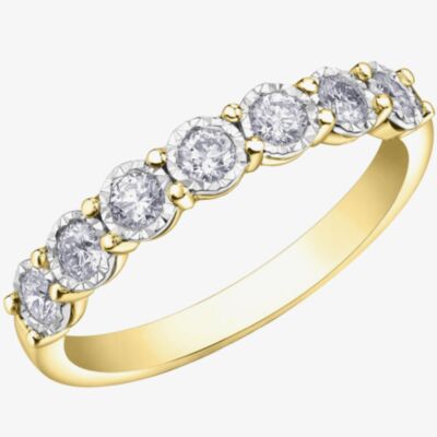 9ct Two Colour Gold 0.35ct Diamond Half Eternity Ring 50L67WG/35-10