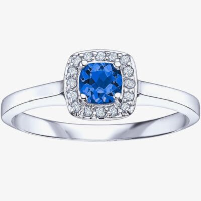 9ct White Gold Sapphire 0.07ct Diamond Ring 51Y61WG-10 (SAP)
