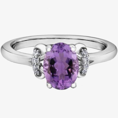 9ct White Gold Amethyst 0.40ct Diamond Ring 52D71WG-10