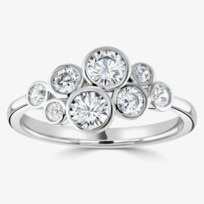 18ct White Gold 0.87ct Diamond Rubover Cluster Ring RL78(0.87CT)