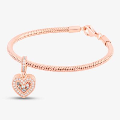 Rosa Lea Double Heart Dangle Charm & Bracelet AM-2THB032006 & AM-2THB013506