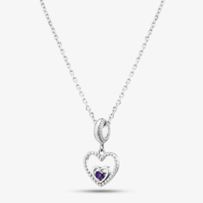 Rosa Lea February Birthstone Heart Dangle Charm Necklace