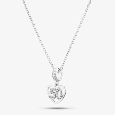 Rosa Lea 50 Pave Heart Dangle Charm Necklace