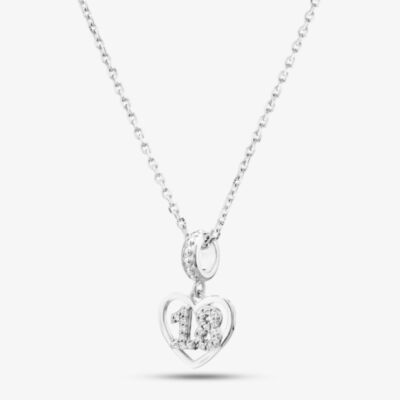 Rosa Lea 18 Pave Heart Dangle Charm Necklace