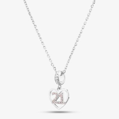 Rosa Lea 21 Pave Heart Dangle Charm Necklace