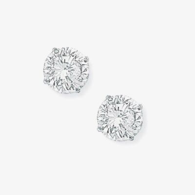 9ct White Gold 6mm Round Cubic Zirconia Stud Earrings SE406