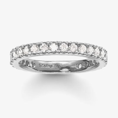 THOMAS SABO Silver Large Clear Cubic Zirconia Narrow Eternity Ring TR1981-051-14
