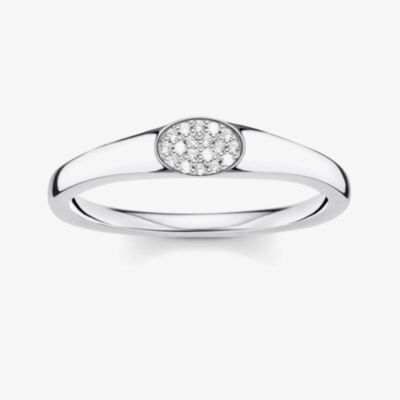 THOMAS SABO Silver Oval Cubic Zirconia Pavé Ring TR2315-051-14