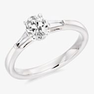 Platinum Excellence Platinum 0.68ct Certificated Oval Cut Shoulder Set Solitaire Ring TRL32371