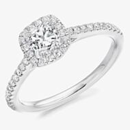Platinum Excellence Platinum 0.48ct Certificated Cushion Cut Diamond Shoulder Set Halo Ring ENG4048SMT
