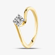 9ct Yellow Gold 0.10ct Diamond Solitaire Twist Ring THR32092-10