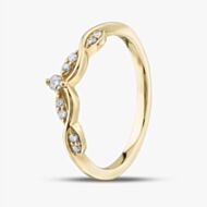 9ct Yellow Gold 0.11ct Brilliant Cut Diamond Crossover Wishbone Ring 50L88/11-10
