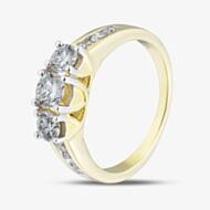 Pure Brilliance 9ct Yellow Gold 1.00ct Diamond Trilogy Shoulder Set Ring THR4901-100 (YG)