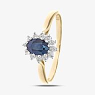9ct Yellow Gold Sapphire & 0.10ct Diamond Halo Ring PR05244Y SA
