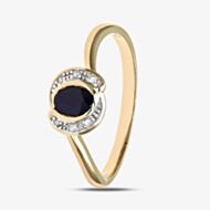 9ct Yellow Gold Oval Sapphire Stone & 0.03ct Diamond Twist Ring PR08989Y SA