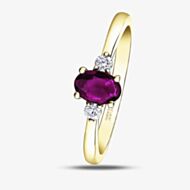 9ct Yellow Gold Ruby & Diamond Trilogy Ring 30910-9