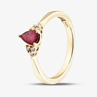 9ct Yellow Gold Ruby & Diamond Teardrop Cluster Ring 4454-10 RUBY