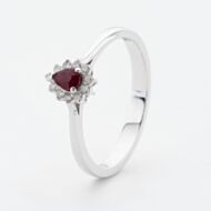 9ct White Gold Pear Cut Ruby & Diamond Cluster Ring WWW3580R L.5