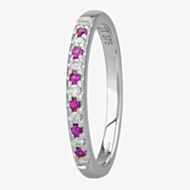 9ct White Gold Claw-set Ruby and Diamond Half Eternity Ring OJR0300-R
