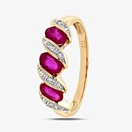 9ct Yellow Gold Ruby Swirl Half Ring PR06270Y RU