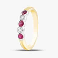 18ct Yellow Gold Brilliant Cut Ruby & Diamond Five Stone Ring 33680G5 N