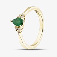 9ct Yellow Gold Emerald & Diamond Teardrop Cluster Ring 4454-10 EMERALD