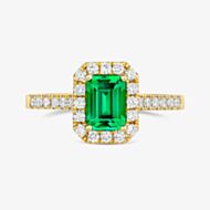 Tivon 18ct Yellow Gold 0.98ct Emerald & Diamond Emerald Cut Heirloom Ring RY-1840-EM