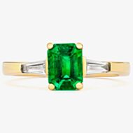 Tivon 18ct Yellow Gold Emerald-Cut Colombian Emerald & Diamond Ring RY-1071-EM M1/2