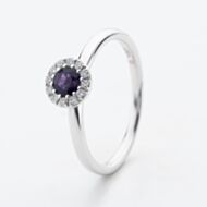 9ct White Gold Brilliant Cut Amethyst & Diamond Cluster Ring NTR832AMD-9WG
