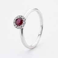 9ct White Gold Brilliant Cut Ruby & Diamond Cluster Ring NTR832RD