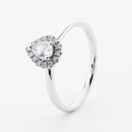 9ct White Gold Pear Cut 0.23ct Moonstone & Diamond Cluster Ring NTR832PEAR-MOOND-9WG