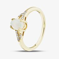 Gold Impression 9ct Yellow Gold Opal Diamond Shoulder Set Solitaire Ring RJR04809