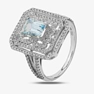 18ct White Gold Fancy Aquamarine and Diamond Cluster Ring NTR992AQD-18W N