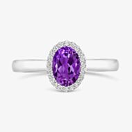 Tivon 18ct White Gold 0.70ct Oval Amethyst & Diamond Classic Ring RW-1650-AM