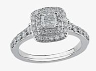 9ct White Gold 0.50ct Princess-cut Diamond Double Halo Ring 3812WG/50-9