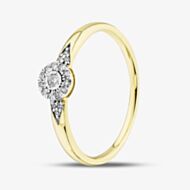 Pure Brilliance 9ct Yellow Gold 0.08ct Brilliant Cut Diamond Cluster Shoulder Set Ring THR44876-08 (YG)