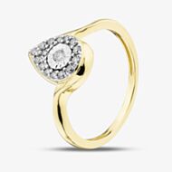 Pure Brilliance 9ct Yellow Gold 0.15ct Brilliant Cut Diamond Pear Shape Cluster Ring THR40292-15CH