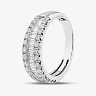 9ct White Gold 1.00ct Baguette & Brilliant Cut Diamond Three Row Ring THR44489-100