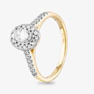 9ct Yellow Gold 0.50ct Diamond Oval Cluster Shoulder Set Ring THR29081-50