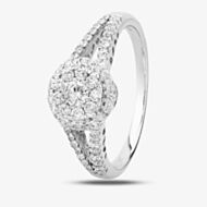 Pure Brilliance 9ct White Gold 0.50ct Diamond Halo Cluster Ring THR15202-50