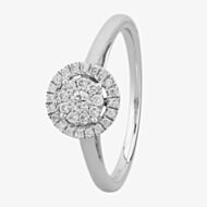 9ct White Gold 0.25ct Diamond Halo Cluster Ring THR10925-25