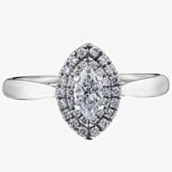 18ct White Gold 0.55ct Marquise-cut Diamond Double Halo Cluster Ring 30177WG/55-18