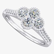 18ct White Gold Beaded Diamond Cluster Ring 9715/18W/DQ10