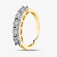 9ct Yellow Gold 0.50ct Diamond Five Stone Ring THR26487-50 9Y