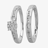 9ct White Gold 0.50ct Diamond Cluster Bridal Set THR2955