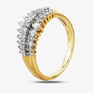 9ct Yellow Gold 0.50ct Diamond Claw Set Three Row Ring THR21333-50 