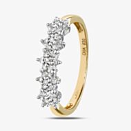 9ct Yellow Gold 0.20ct Diamond Flower Half Eternity Ring PR06551Y