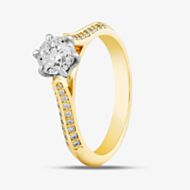 18ct Yellow Gold Certified 0.70ct Brilliant Cut Diamond Shoulder Set Solitaire Ring 10637/18PT/M020.70 (M)
