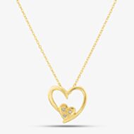 9ct Yellow Gold Double Heart Diamond Pendant Necklace PP03110Y