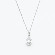 9ct White Gold 0.17ct Pear Cut Diamond Cluster Pendant Necklace NTP409PEAR-D-9WG
